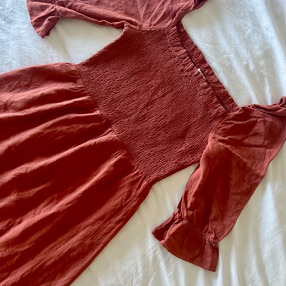 Rust square neck midi dress - S - Picture 5 of 6